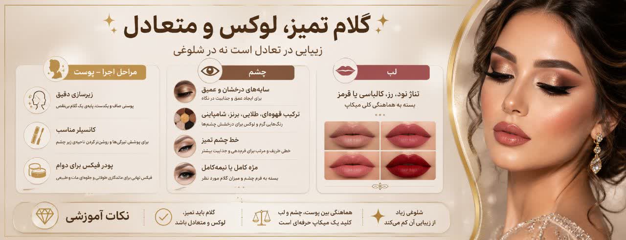 مراحل اجرای آرایش گلام تمیز - لوکس